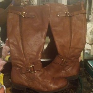 Naturalize red leather riding boots